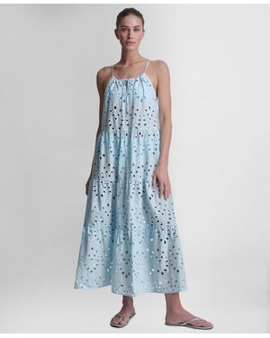 DKNY Tiered Maxi Dress Swim Cover-up - Blue