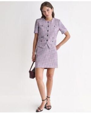 BCBGMAXAZRIA Suits Novelty Crewneck Blazer Skirt Suit - Purple