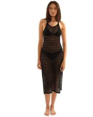 Becca Crochet Scoop Neck Cover-up Dress - Black