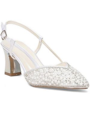Forever & Always Shoes Forever And Always Shoes Kristen Embellished Block Heel Pump - White