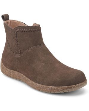 Earth Rosin Cross Stitch Side Zip Round Toe Booties - Brown