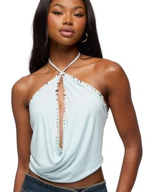 Edikted Stone Backless Cowl Neck Top - White