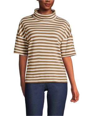 Lands' End Elbow Sleeve Supima Cotton Relaxed Turtleneck - Multicolor