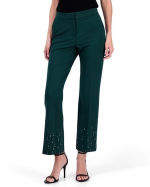Anne Klein Petite Embellished Ankle Flare Pants - Green