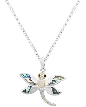 Macy's Abalone & Pearl Dragonfly Pendant Necklace - White