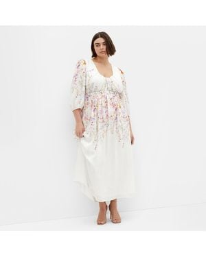 City Chic Plus Size Keyla Print Maxi Dress - White