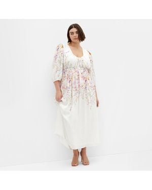 City Chic Plus Size Keyla Print Maxi Dress - White