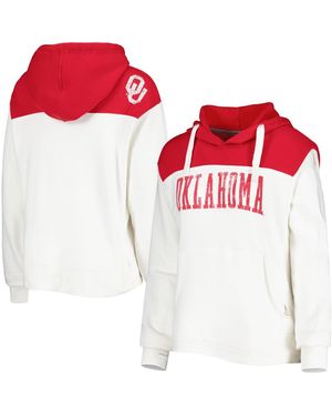 Pressbox White/crimson Oklahoma Sooners Chicago 2-hit Yoke Pullover Hoodie - Red