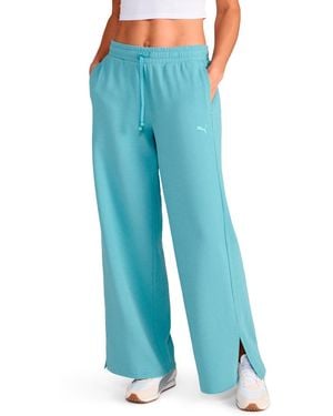 PUMA Textured Knit Wide Leg Pants - Blue