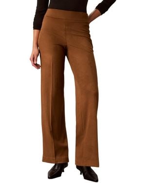 Calvin Klein High-rise Wide-leg Pull-on Faux Suede Pants - Brown