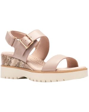 Clarks Diaz Rose Wedge Round Toe Sandals - Pink