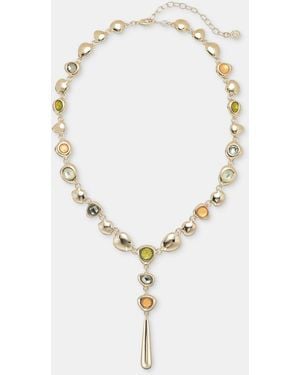 Anne Klein Stone Pebble Lariat Necklace - White