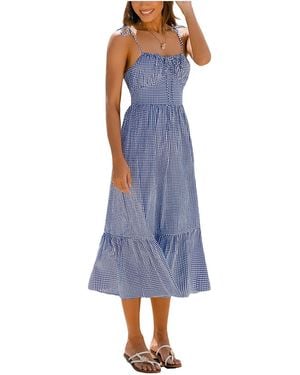CUPSHE Sweet Like Honey Gingham Maxi Beach Dress - Blue