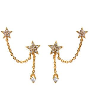 Girls Crew Crystal Plated Stellar Connection Double Earrings - Metallic