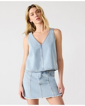 Steve Madden Sleeveless V-neck Elia Top - Blue
