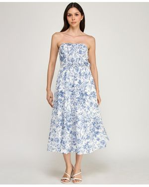 ROW A Strapless Fit & Flare Midi Dress - Blue