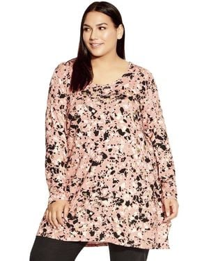 Avenue Plus Size Leisure Button Tunic - Pink