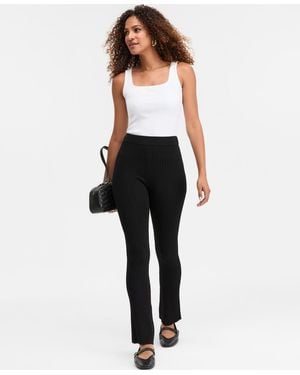 INC International Concepts High-rise Rib-knit Sweater Pants - Black