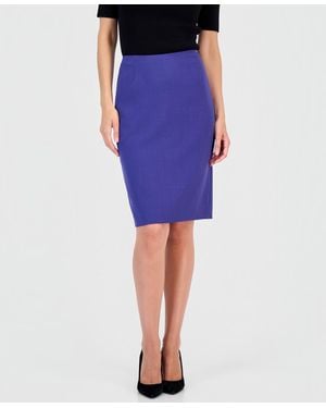 Kasper Crepe Pencil Skirt - Blue