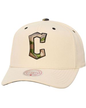 Mitchell & Ness And Cleveland Guardians Camo Logo Pro Crown Snapback Hat - Natural