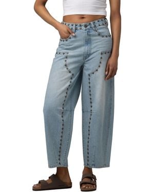 Blank NYC Franklin High-waisted Studded Light Rinse Denim Jeans - Blue