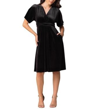 Kiyonna Angelic Velvet Midi Cocktail Dress - Black