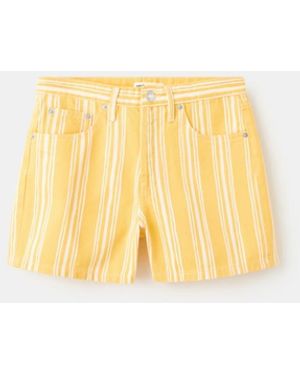 Mango Striped Straight-fit Shorts - White