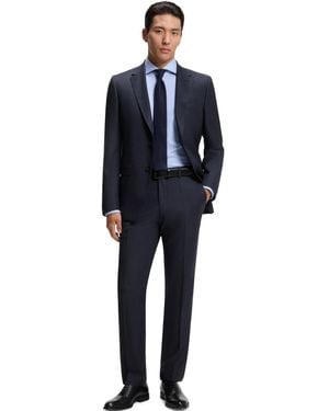 BOSS Boss By Patterned Stretch Wool Two-piece Slim-fit Suit - Blue