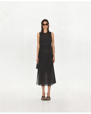 Mango Asymmetrical Overlay Semi-sheer Midi Dress - White
