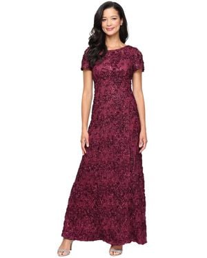 Alex Evenings Soutache Sequinned A-line Dress - Purple