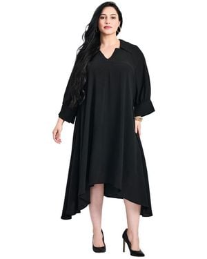 Avenue Parker Hanky Hem Collared Dress - Black