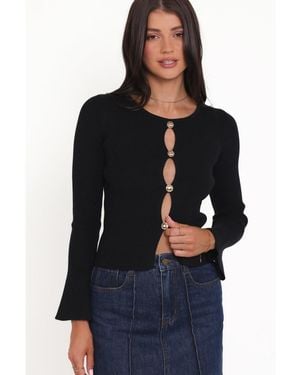 Petal & Pup Rosienna Ribbed-knit Long-sleeve Top - Black