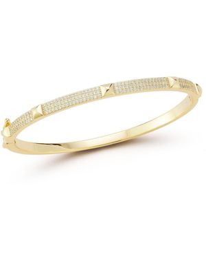 Rachel Zoe 14k Plated Sterling Silver Nail Head Pave Bangle - Metallic