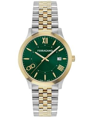 Ferragamo Swiss Duo Two-tone Stainless Steel Bracelet Watch 40mm - Green