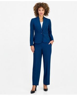 Le Suit Shawl-collar Wide-leg Jacket And Pants Suit - Blue
