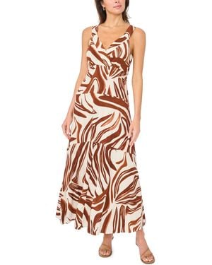Msk Abstract Print Tiered Maxi Dress - White
