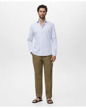 Mango Regular Fit Striped Cotton Shirt - White