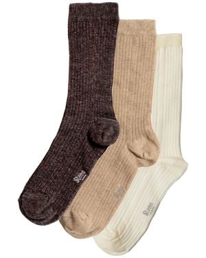 Stems Ribbed Cotton/cashmere-blend Crew Socks - Brown