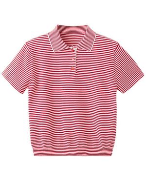 Mango Knitted Polo-neck Sweater - Pink