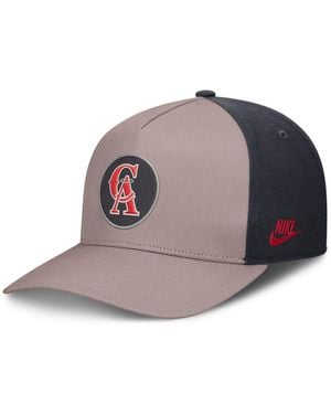 Nike Light Brown/navy Los Angeles Angels Cooperstown Rise A-frame Adjustable Hat - Gray
