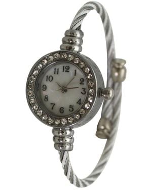 Olivia Pratt Petite Twisted Bangle Bracelet Watch - Metallic