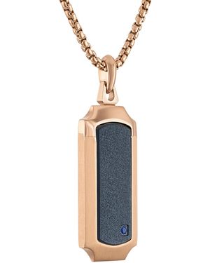 Bulova 150th Anniversary Rose Gold-tone Stainless Steel Blue Sapphire Accent Dog Tag Pendant Necklace
