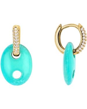 Macy's Gold-plated Howlite Turquoise Lapis Mariner Cubic Zirconia huggie Hoop Earrings - Blue
