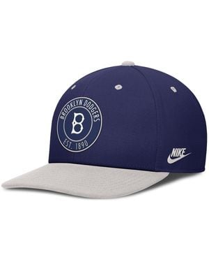 Nike Navy/silver Brooklyn Dodgers Cooperstown Collection Pro Dri-fit Snapback Hat - Blue