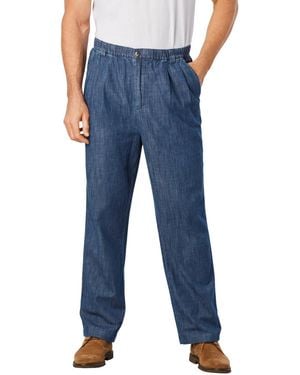 Kingsize Big & Tall Knockarounds Full-elastic Waist Pleated Pants - Blue