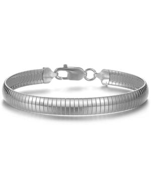 Genevive Jewelry Sterling White Gold Plated Sleek Snake Chain Bracelet - Metallic