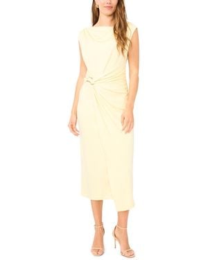Msk Sleeveless Boat-neck Ponte-knot Wrap Midi Dress - Yellow