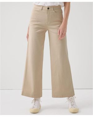 Pact Organic Cotton Stretch Twill Denim Wide Leg Pant - Natural