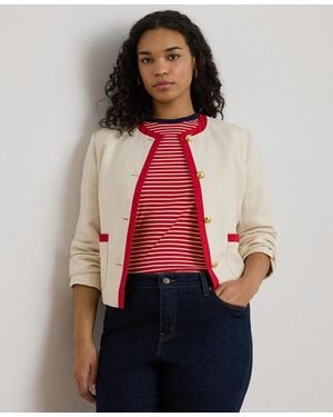 Ralph Lauren Plus Size Two-tone Crewneck Blazer - Red