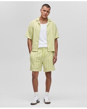 Mode Of One Relaxed-fit Vertical-stripe Shorts - Green